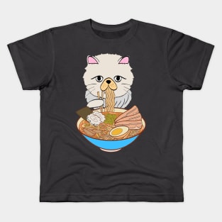 Cat Eating Spaghetti Kids T-Shirt